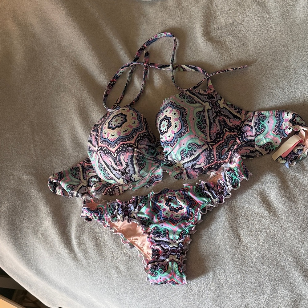 Victoria's Secret Pink and Blue Paisley Bikini